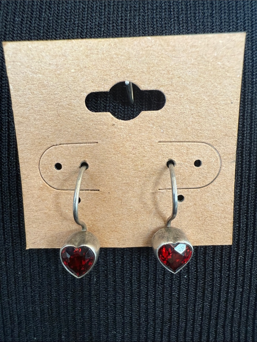 Vintage silver and garnet Heart Drop  Earrings - Women's Jewelry